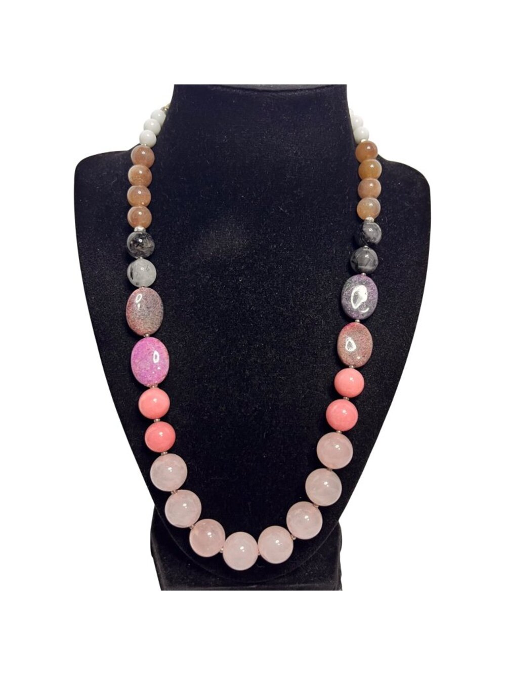 Nakamol Silver Tone And Quartz Stone Necklace (6331)